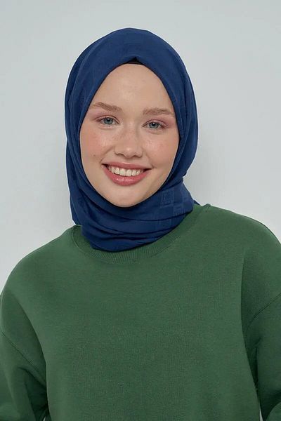 ED Scarf Βαμβακερό σάλι με μοτίβο Navy Blue Monogram