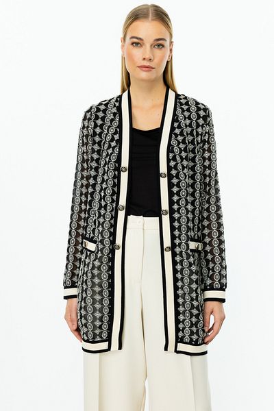 ON Patterned Ribbed Long Cardigan