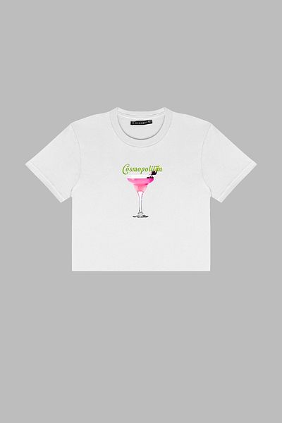 Sekizbiraltı Λευκό Crop Top - Κοσμοπολιτικό εμπριμέ