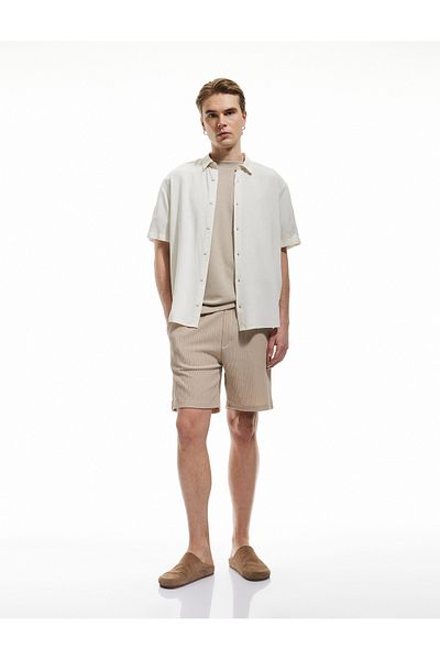 Koton Textured Lace-Up Shorts with Pocket Detail