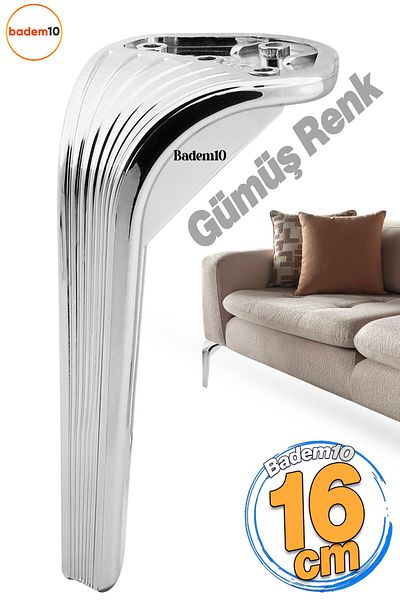 Badem10 Lotus Silver 16cm Mobilier de lux Picior Canapea Masă de cafea Unitate TV Fotoliu Cromat lucios Picioare de bază