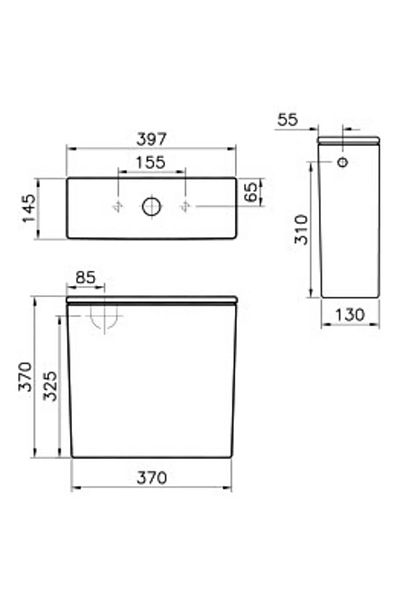 VitrA Rezervor WC cu alimentare laterala si pe spate 330 - 2022 cu mecanism rezervor inclus