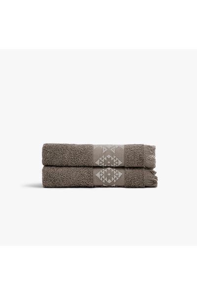 Green Black Σετ πετσετών προσώπου 2 τεμαχίων Dark Beige Hereke