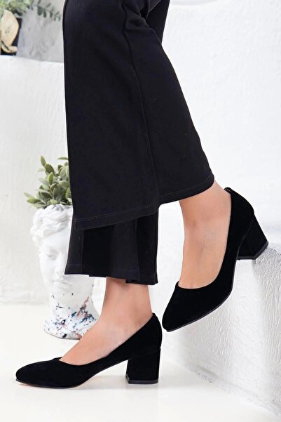 Armada Black Suede 5 cm Heeled Stylish Shoes / Stiletto