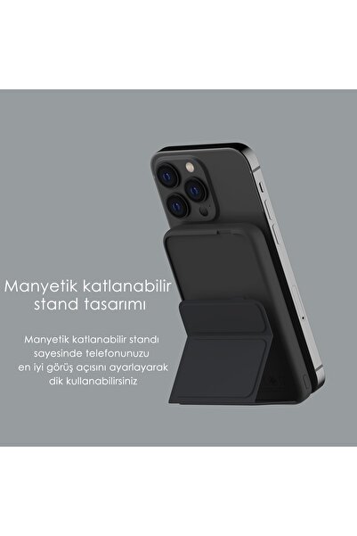 SWORD Magsafe Powerbank 7000mAh 20W Hızlı Şarj Standlı ve Taşınabilir iPhone ve Android Uyumlu