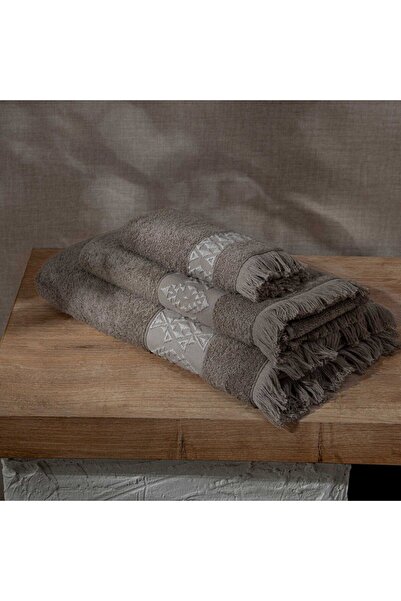 Green Black Hereke 3-комплект рушників, 100% бавовна, жакардовий, темно-бежевий