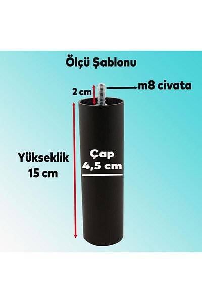 Badem10 Mobilier Canapea Fotoliu Suport Picior Baza Picior mijlociu Negru Înălțare Înălțare M8 Șurub Șurub 15cm