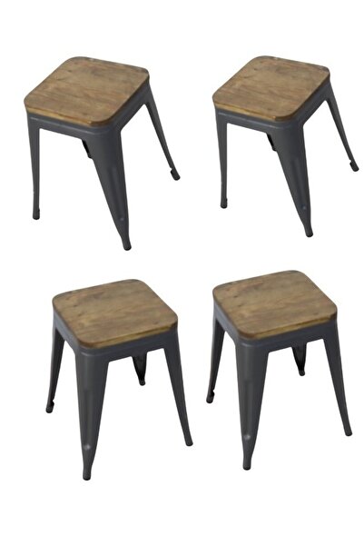 smart home طقم كراسي طعام مكون من 4 كراسي، كرسي واحد بمقعد خشبي وقواعد فولاذي...