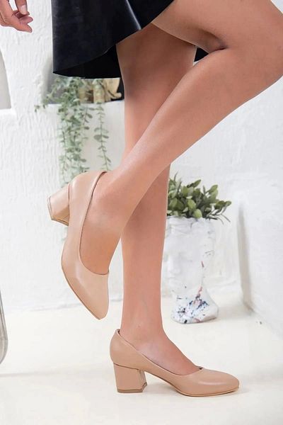 Armada Nude Colored 5 cm Thick Heeled Classic Women's Stiletto