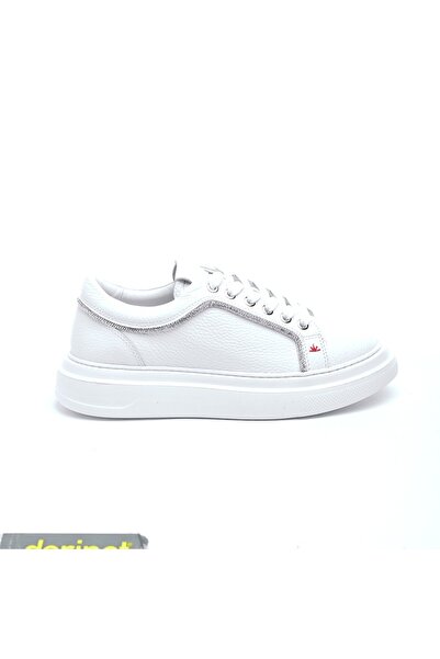 derinet Casual Hakiki Deri Taş Aksesuarlı Kadın Ayakkabı