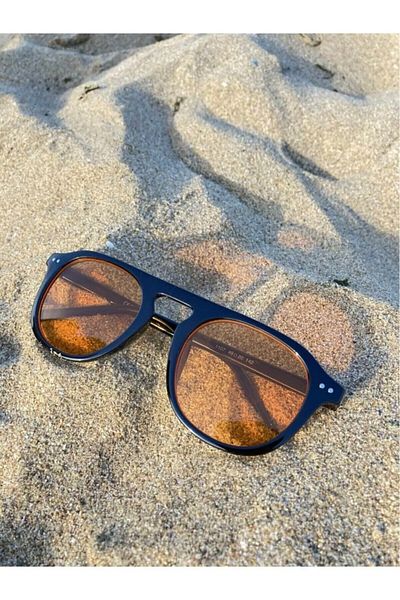 ModaLucci Unisex Orange Glass Round Sunglasses