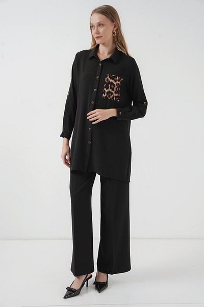 Modayakamoz 5851 Pocket Detailed Shirt Tunic - Black