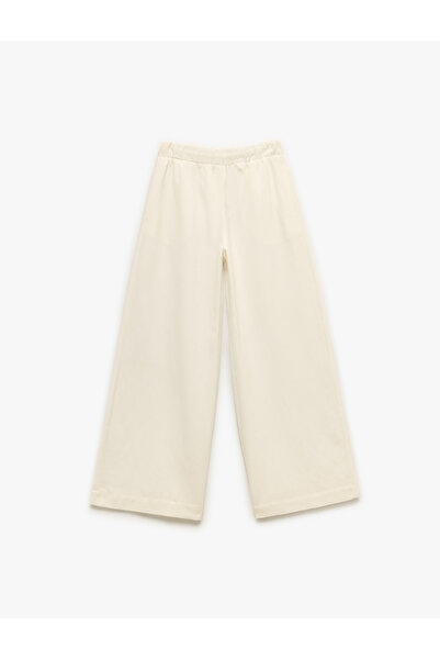 Koton Beli Bağcıklı Cepli Palazzo Viskon Keten Karışımlı Pantolon
