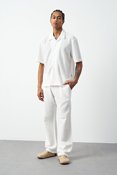 Mesfeno Чоловіча сорочка з великим коміром і візерунком у вигляді сот