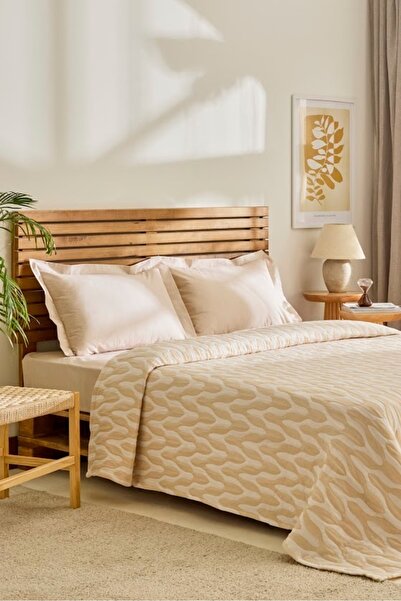 Kaşmir Home مفرش سرير جولييت مزدوج باللون البيج