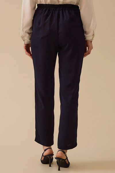 SEÇİL Women's Navy Blue Classic Trousers High Waist Narrow Leg