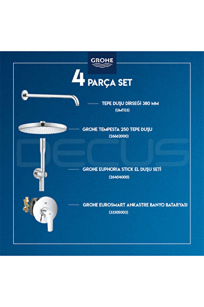 Grohe Eurosmart Ankastre Duş Seti 26662000 26404000 33305003 Umt03