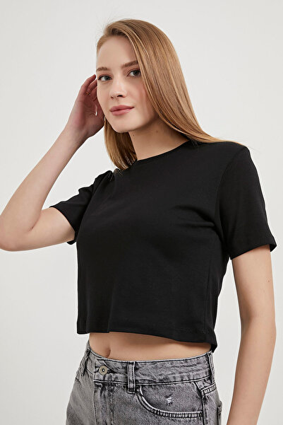 Arma Life Γυναικείο μπλουζάκι με κοντό μανίκι μαύρο Crop