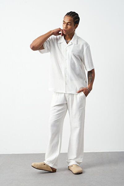 Mesfeno Чоловіча сорочка з великим коміром і візерунком у вигляді сот