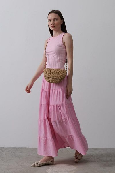 leyla sanat sanata yeni bir bakış açısı Leyla Sanat a New Perspective on Art Floor Floor Linen Skirt - Candy Pink