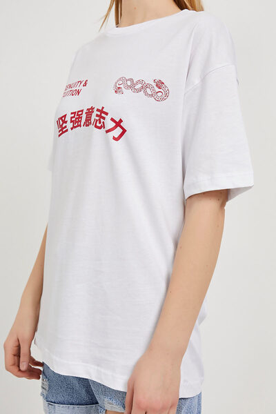 Arma Life Γυναικείο κινέζικο κοντομάνικο μπλουζάκι με στάμπα