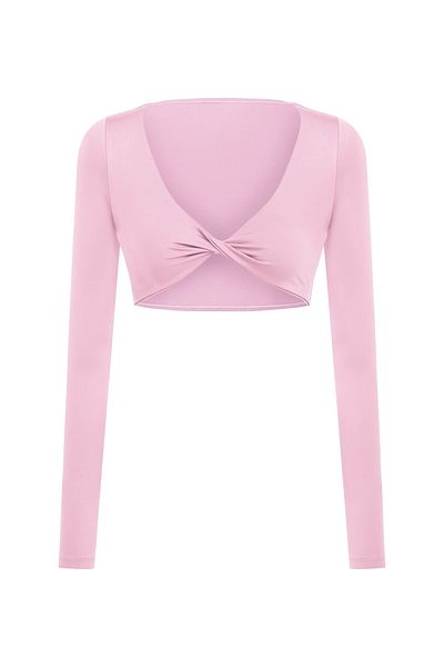 AQUELLA Ava Rotating Long Sleeve Pink Crop-Top