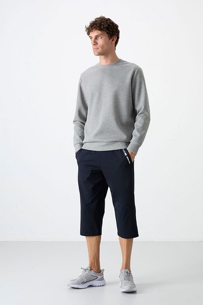 TOMMY LIFE Μπλε Navy μπροστινή τσέπη Λεπτομερής τυποποιημένη ανδρική κάπρι ποδιών - 83092