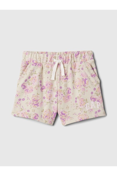 GAP Kız Bebek Çok Renkli Logo Fransız Havlu Kumaş Pull-On Şort