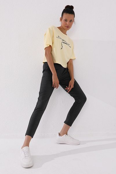 TOMMY LIFE Γυναικεία φούτερ Comfortable Form - Anthracite Melange, φερμουάρ και τσέπες - 94246