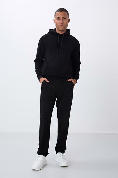 TOMMY LIFE Μαύρο ανδρικό παντελόνι - φερμουάρ και τσέπη, Skinny fit, Classic leg - 84669