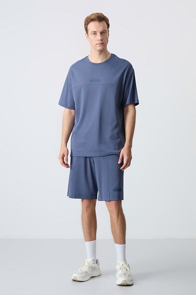 AIR JONES Σετ ανδρικών σορτς Oversize Petrol Cotton - Thick Soft Texture, Basic - 85259