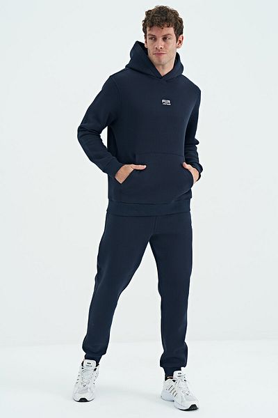 AIR JONES Ανδρική φόρμα αθλητικής φόρμας Sean Navy Blue με επένδυση - 84928