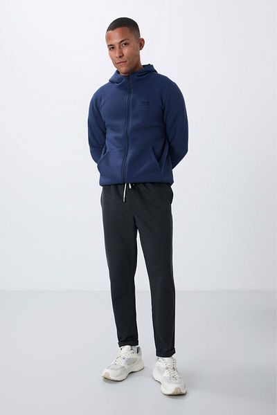 AIR JONES Σκούρο γκρι επιφάνεια με υφή Standard Fit Ανδρική αθλητική φόρμα κάτω - 82154