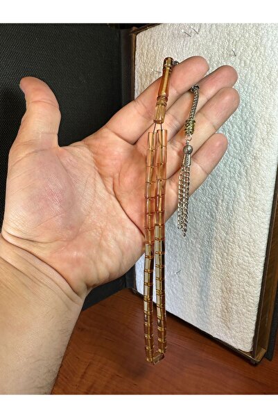 ÖMER ALTUN Blok Zar Kehribar Tesbih Şeffaf Renk Kesme Kesim Hediye 7mm X 11mm