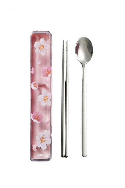 Miniso Sakura Blossom Series Cutlery Set - Spoon and Chopsticks
