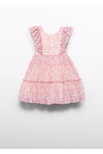 Abel & Lula Girl's Printed Tulle Orange Evening Dress