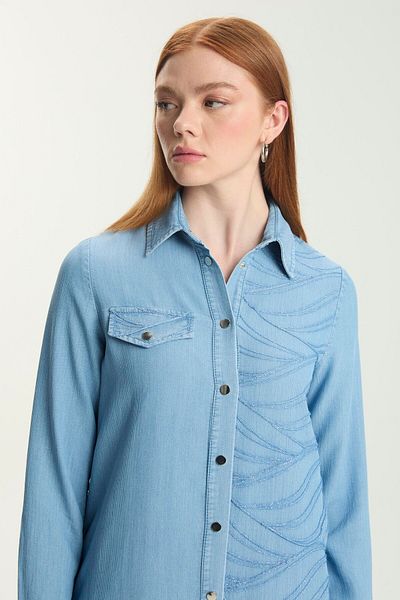 Zühre Tunica lungă din denim cu model