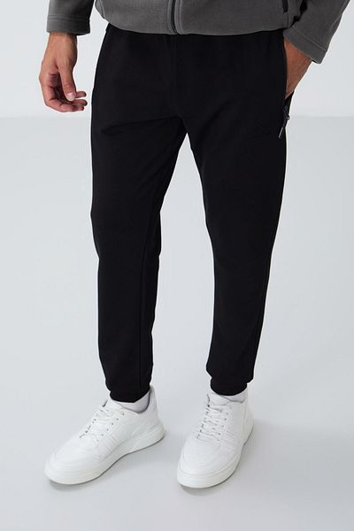 TOMMY LIFE Ανδρικά παντελόνια JoggEr - Μαύρο, ZippEr και PockEt - 84651
