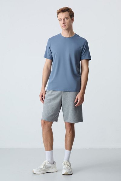 AIR JONES Ανδρικό σορτς Basic - Grey Melange, Χοντρή απαλή υφή, Standard Fit - 81275
