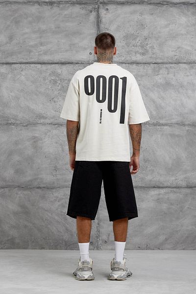 NOMARC Κρέμα 0001 Μπλουζάκι Oversize με γραφή