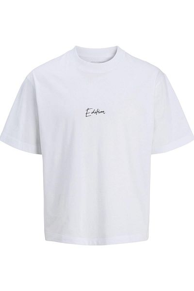 Jack & Jones Мъжка бяла тениска с динамичен надпис (12273310-BW)