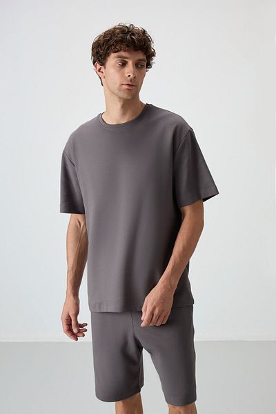 AIR JONES Σετ ανδρικών σορτς Oversize με απαλή υφή, σκούρο γκρι - 85249