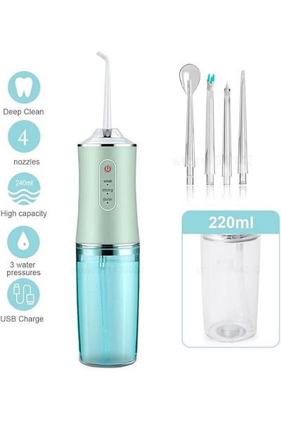 COOYA Water Flosser with 5 Jet Tips, Portable Oral Irrigator, Green