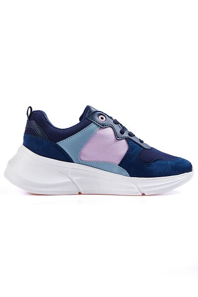 TOMMY LIFE Pantofi sport colorați pentru femei, cu șireturi, albastru marin, cu talpă înaltă - 89203