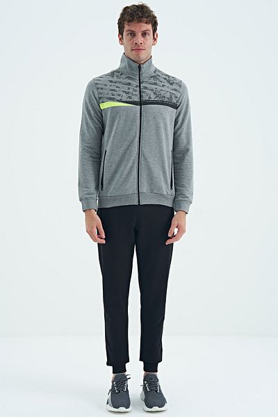 AIR JONES Harry Grey Melange - Μαύρη ανδρική αθλητική φόρμα Standard Fit - 85197