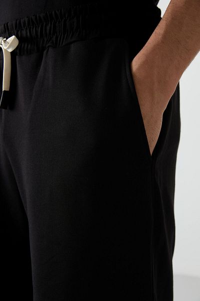 AIR JONES Σετ ανδρικών σορτς Oversize με μαλακή υφή, μαύρο βαμβακερό σετ - 85249