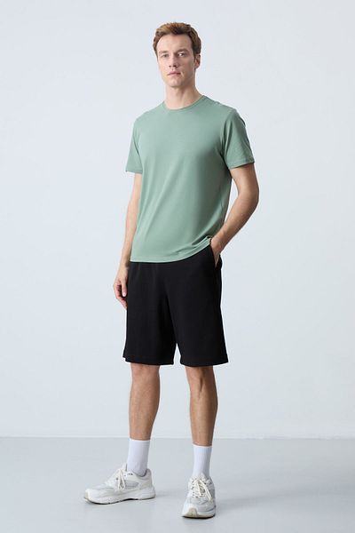 AIR JONES Ανδρικό μαύρο σορτς με χοντρή απαλή υφή - Basic Standard Fit - 81275