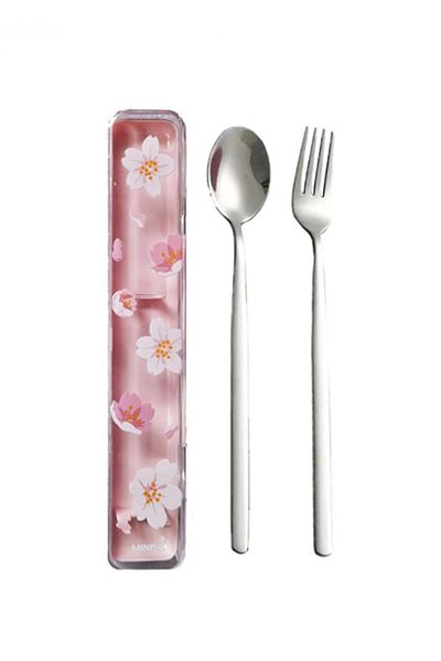 Miniso Sakura Blossom Series Cutlery Set - Spoon and Fork