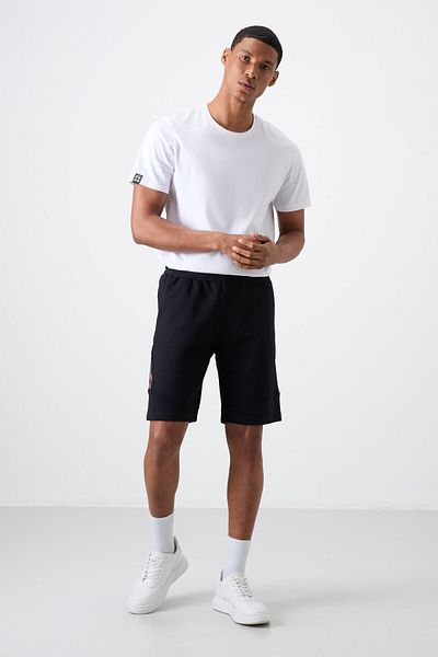 AIR JONES Ανδρικό σορτς Amos Navy Blue με στάμπα - 81246