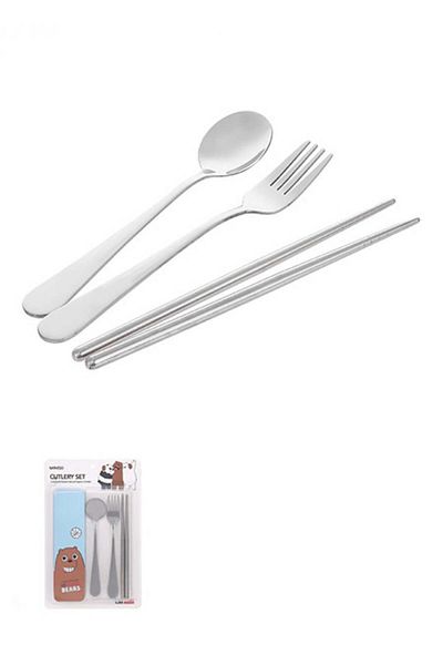 Miniso طقم طعام WE BARE BEARS ثلاث قطع